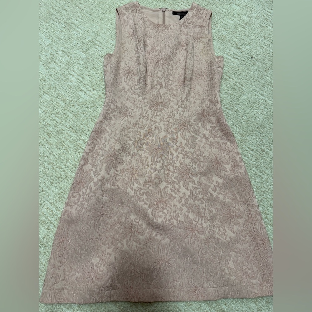 BCBGMaxAzria Floral Lace Midi Dress in Cream